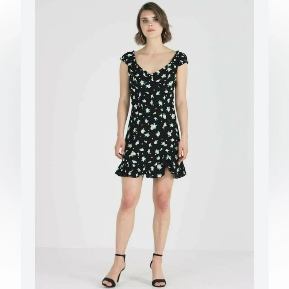 FREE PEOPLE Like A Lady Mini Dress Open Back Sundress Ruffle Sleeve Tie Back - Picture 4 of 13